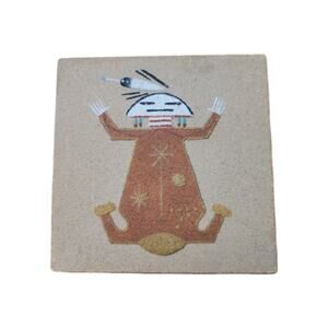 Native American Navajo Indian Sand Painting Art 4”x 4”